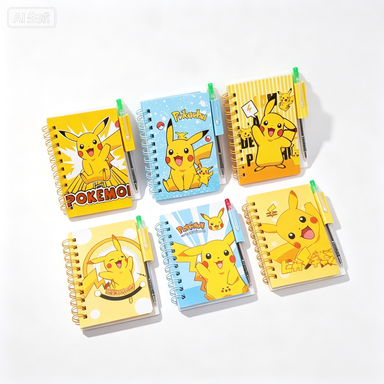 School Supplies - Buku catatan kecil Pokémon dengan pena,