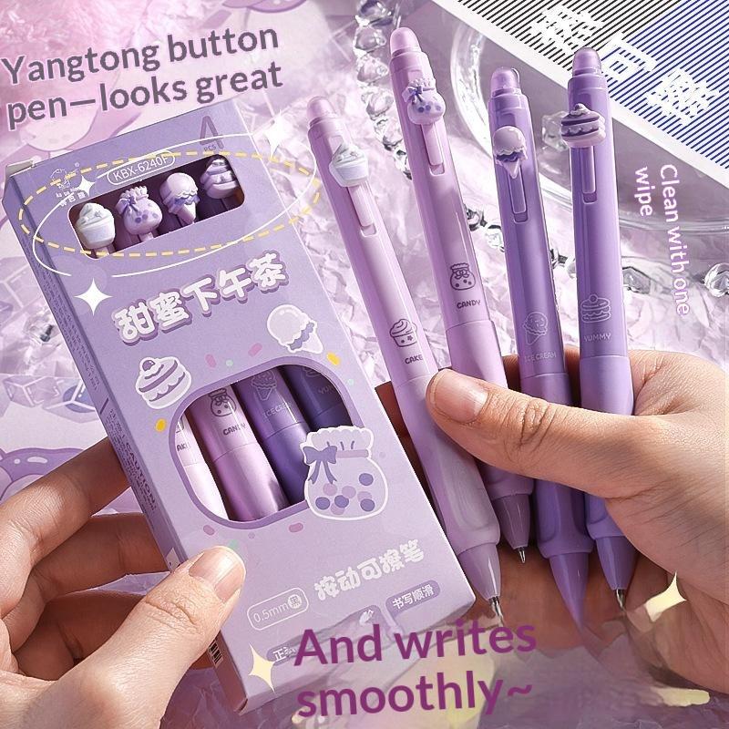 Set 4/6 Buah Pena Gel yang Dap - Retractable Eraser Pen Click ulasan dan harga
