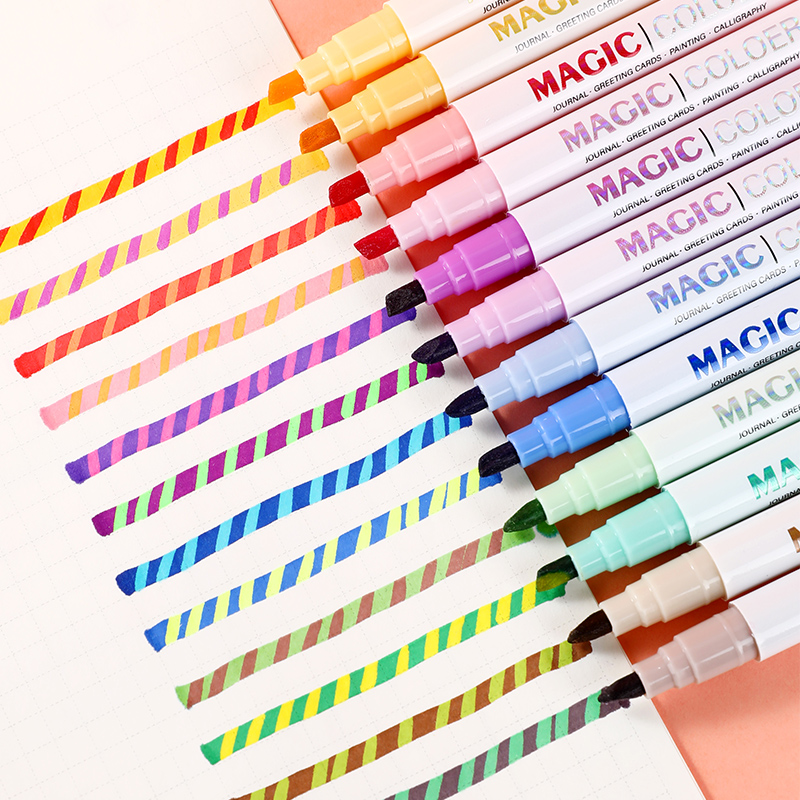 12 buah pena Highlighter berub - Pastel Highlighter Set Double Ended ulasan dan harga