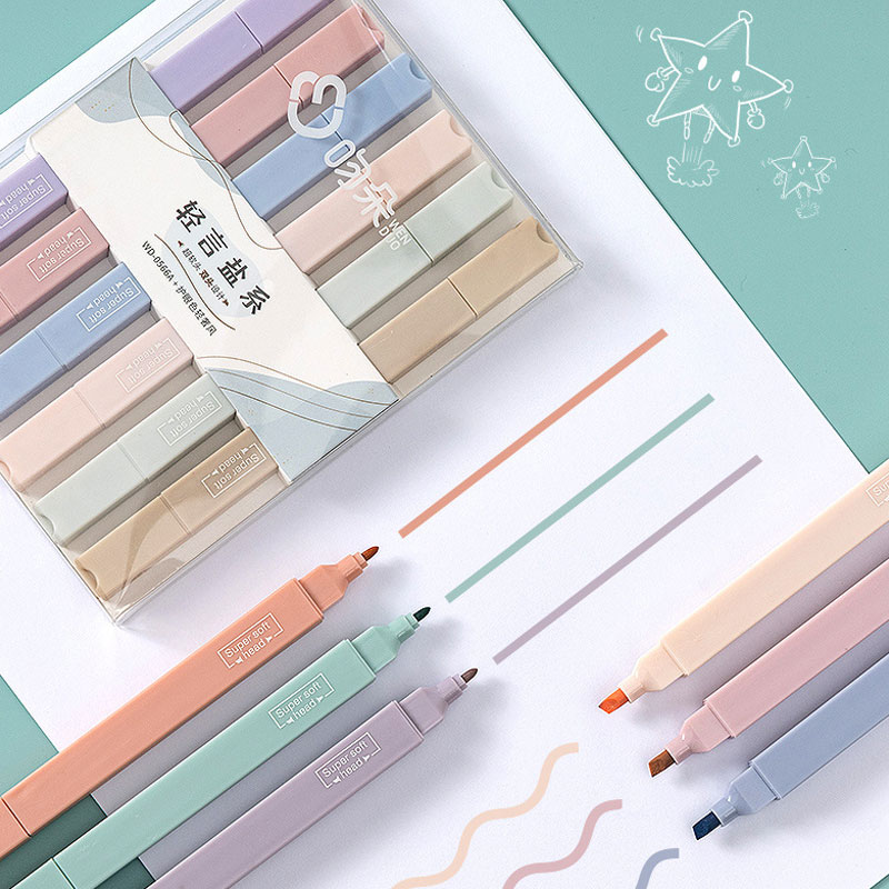 6 buah pena Highlighter sisi g - Pastel Highlighter Set Double Ended ulasan dan harga