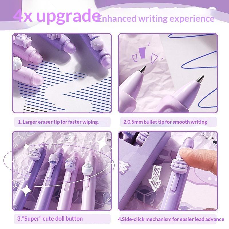 Set 4/6 Buah Pena Gel yang Dap - Retractable Eraser Pen Click ulasan dan harga