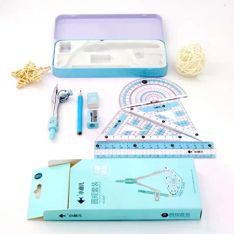 8 buah/set Alat Tulis Geometri - Math Geometry Set With Compass ulasan dan harga